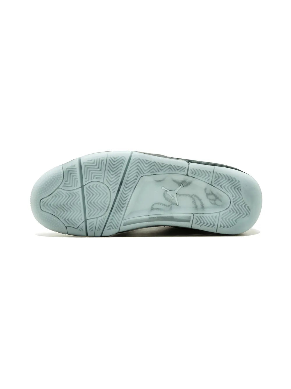 Black Air Jordan 4 retro sneaker outsole with Jumpman logo