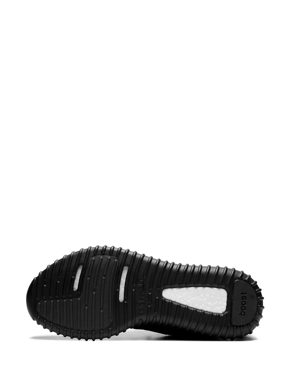 Black adidas Yeezy Boost 350 outsole with ridged rubber tread and Boost midsole