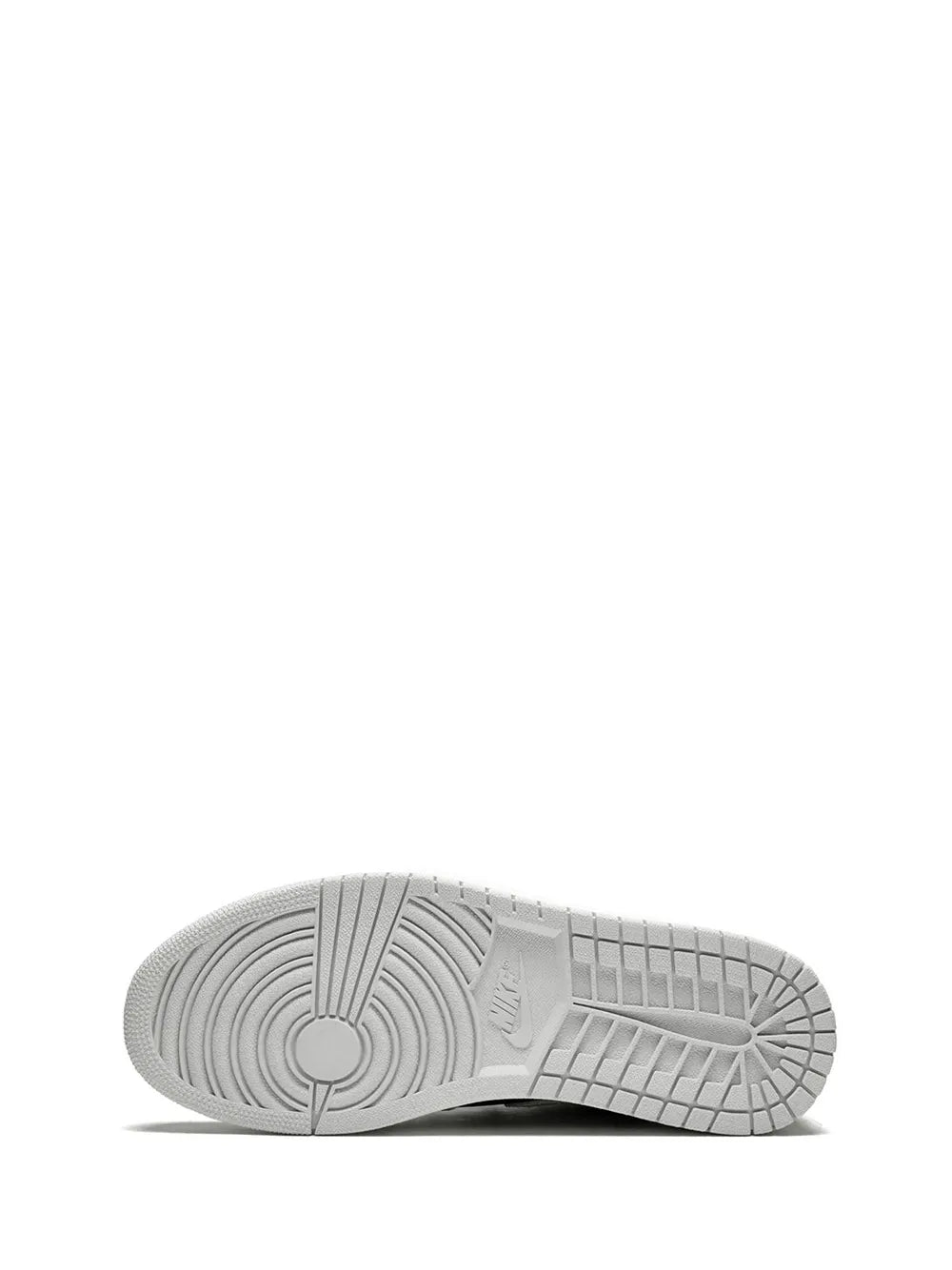 High-top sneaker outsole with patterned rubber traction sole in light gray