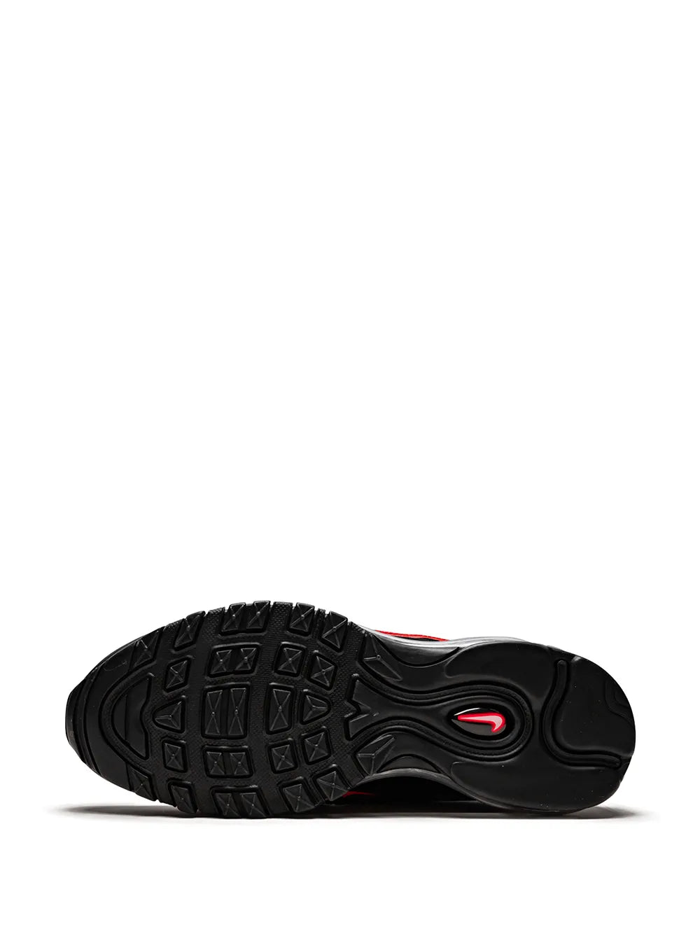 Nike Air Max 97 outsole, black rubber tread with red Nike mark