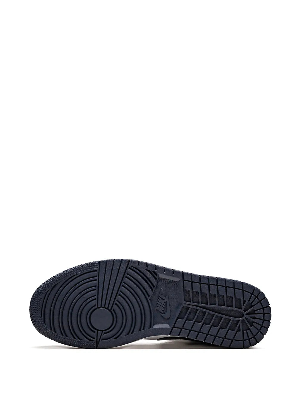 Air Jordan 1 Mid sneaker outsole, black rubber tread pattern for traction