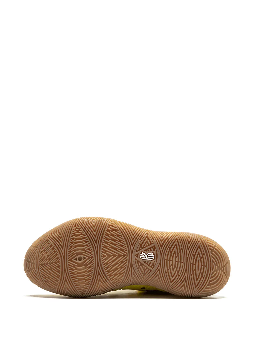 Nike Kyrie 5 outsole view with brown traction tread