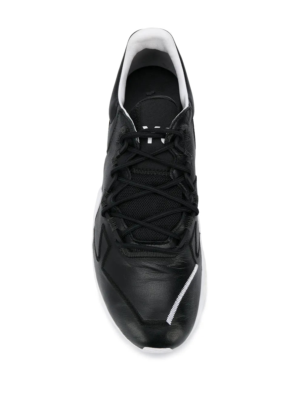 Y-3 matte finish black lace-up sneakers with textured upper and white sole