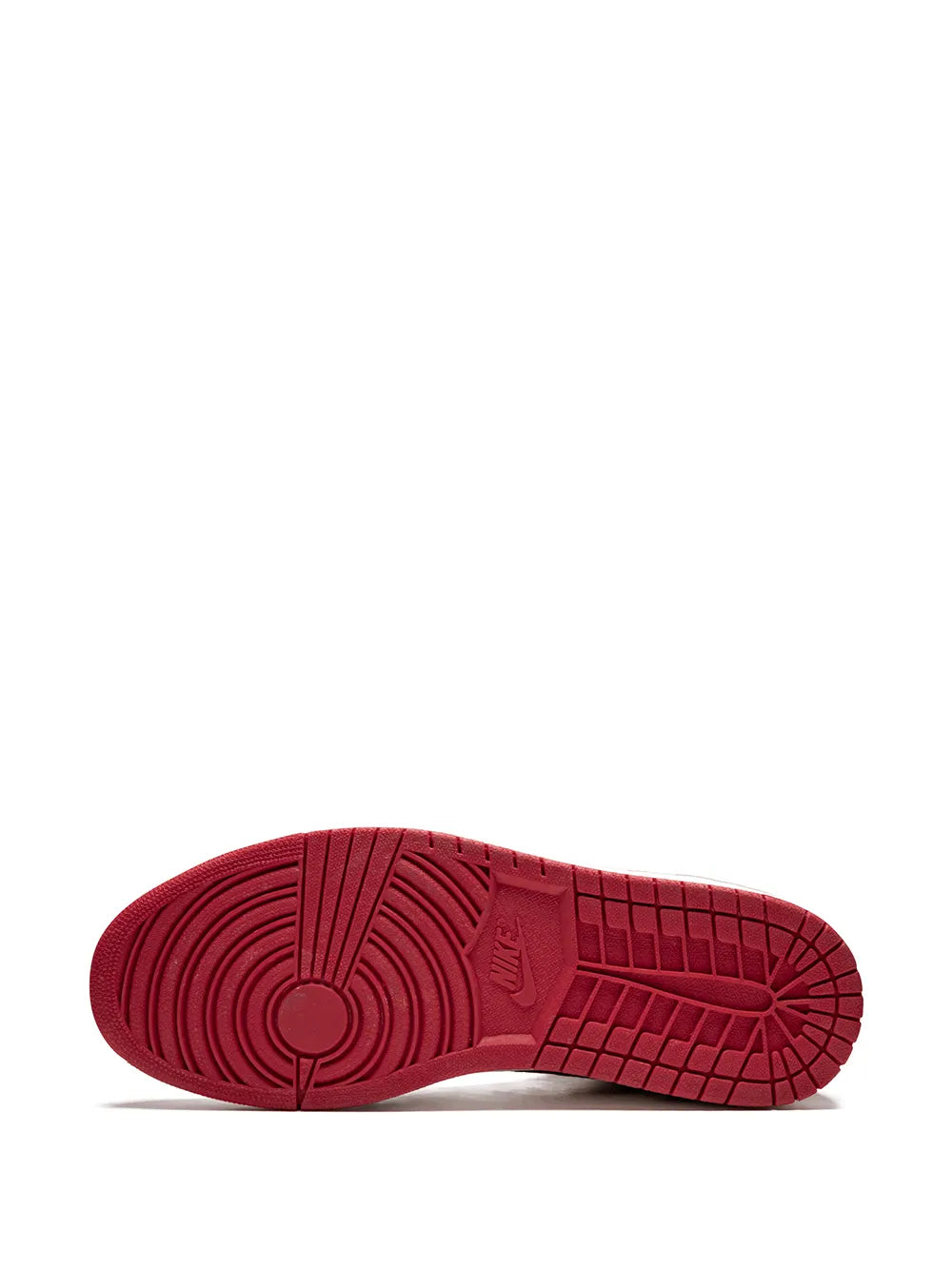 Air Jordan 1 high-top sneaker outsole, red rubber tread pattern