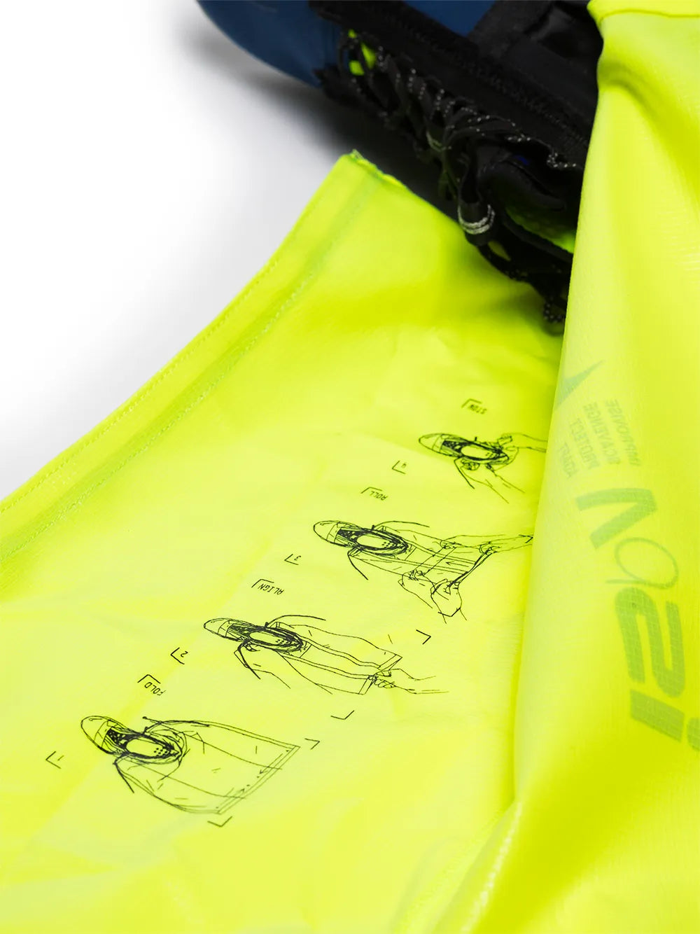 Nike ISPA Drifter Gator upper detail, neon yellow knit with line graphics