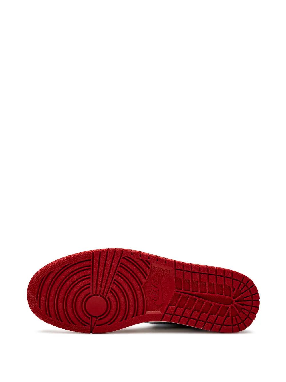 Red rubber outsole for high-top sneakers with textured traction tread