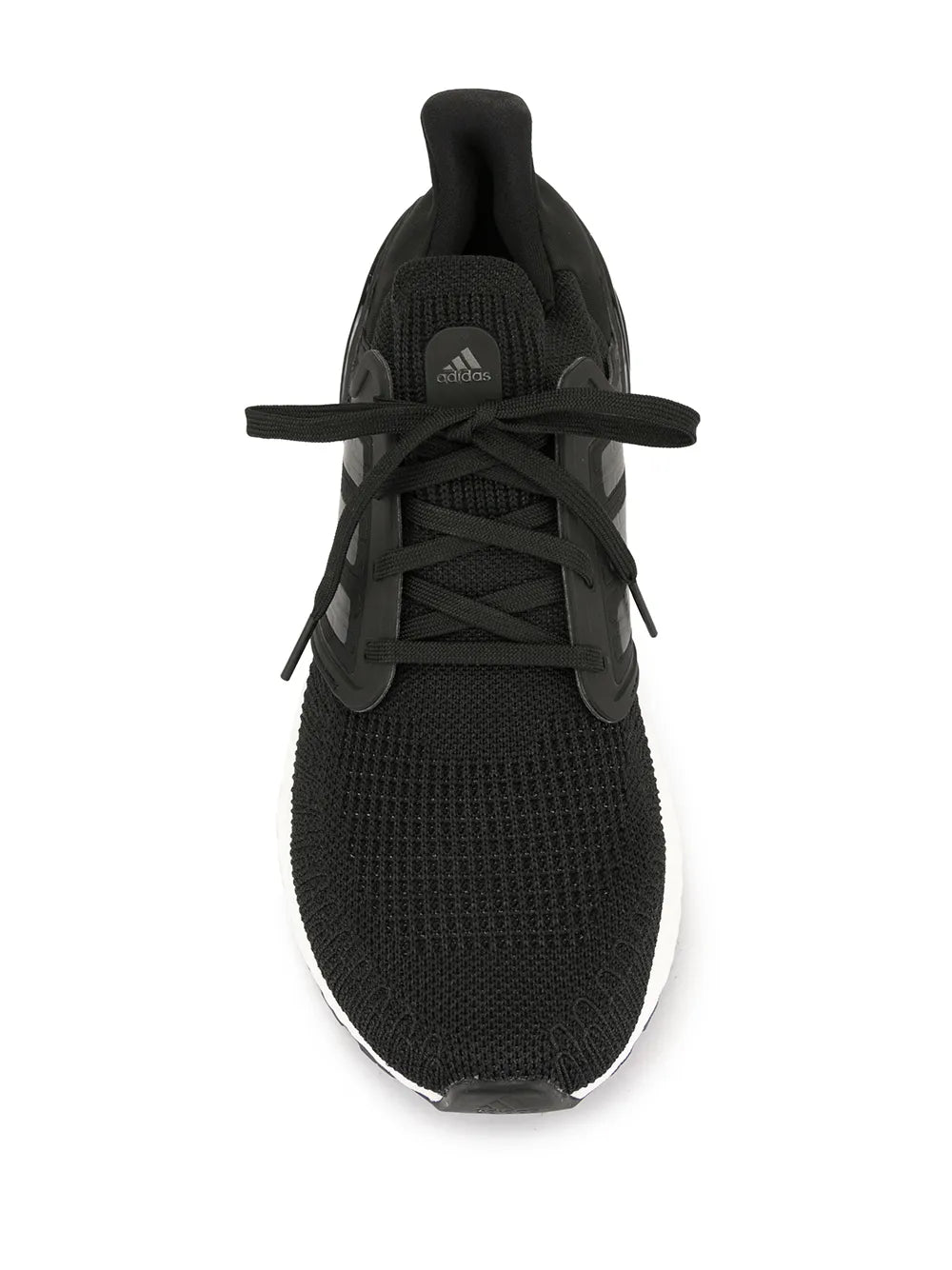 Black adidas Ultraboost 20 knit sneaker with lace-up top and padded tongue