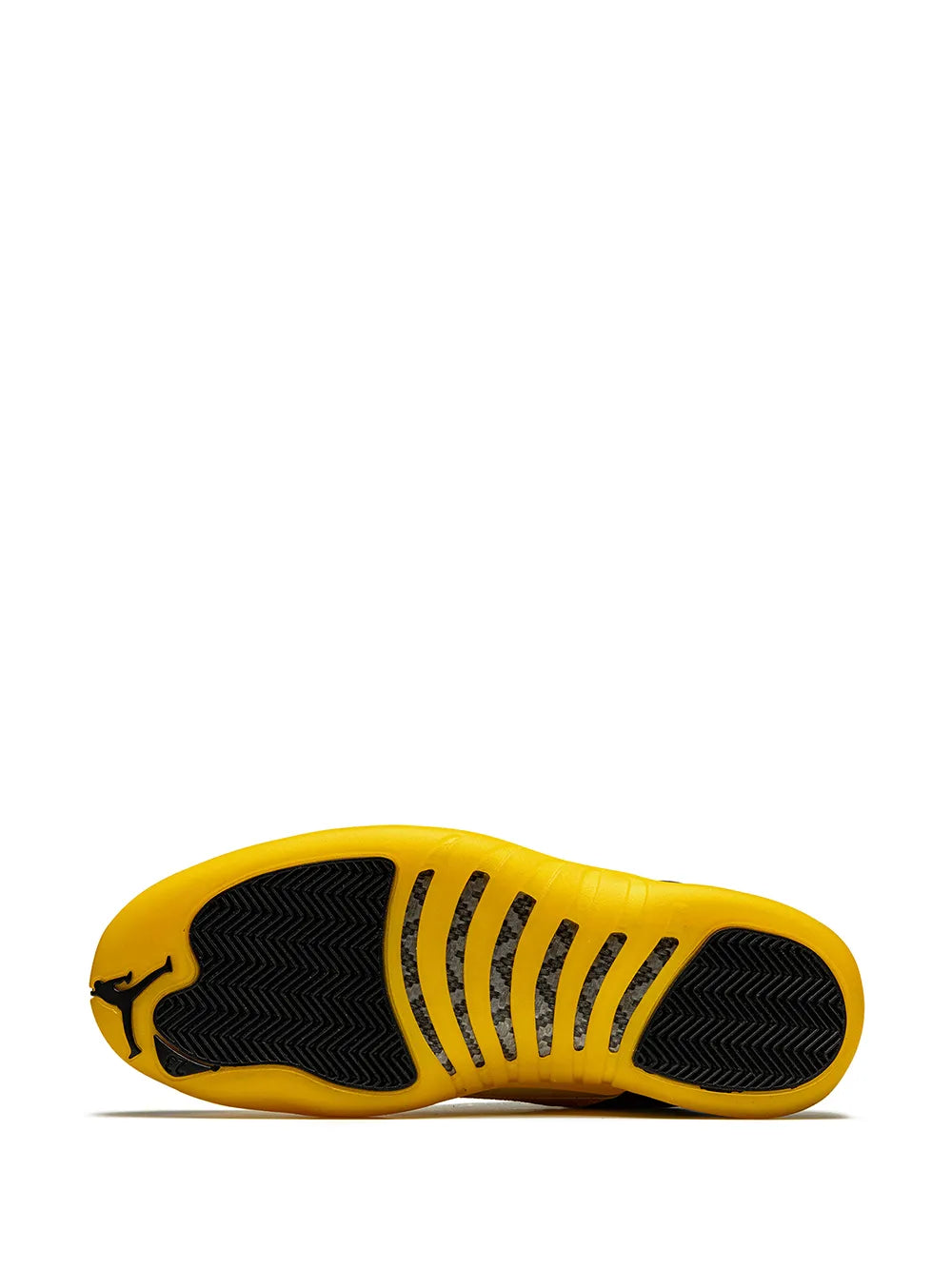 Air Jordan 12 Retro outsole, black tread with yellow rubber edge