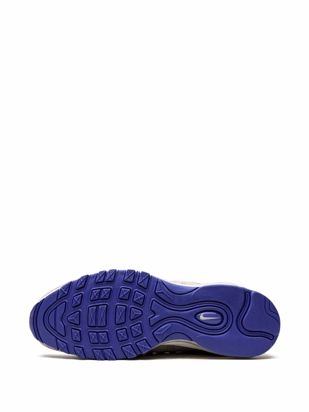 Shoe outsole with blue traction tread