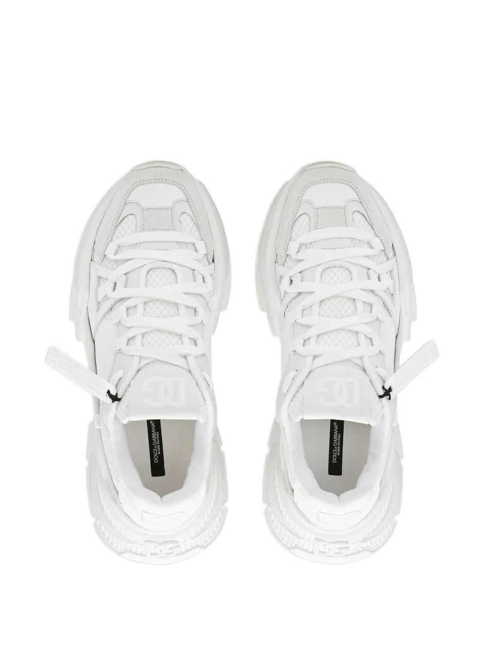 Dolce & Gabbana Airmaster white sneakers, front view, lace-up and padded collar
