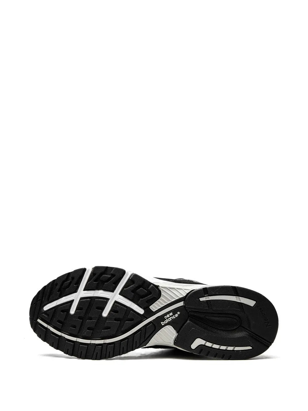 New Balance 993 low-top sneakers, black outsole with tread pattern, bottom view