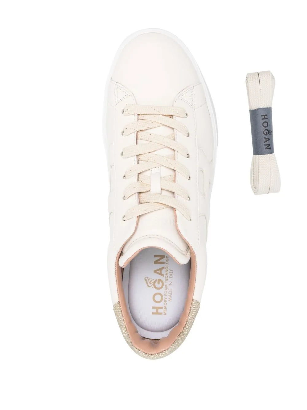 White leather lace-up sneakers with HOGAN logo insole and tongue