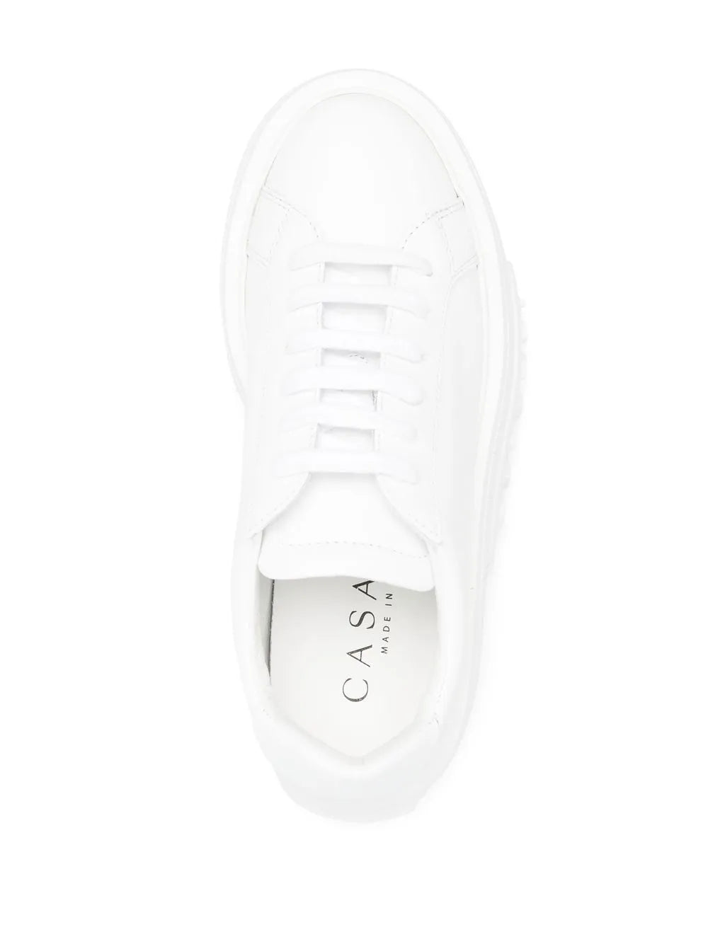 White leather lace-up sneaker with logo insole