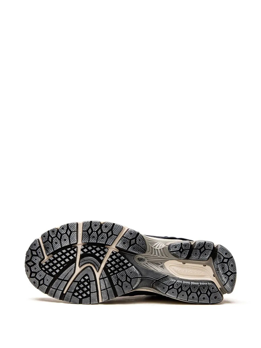 New Balance 2002R outsole view with textured tread and geometric pattern