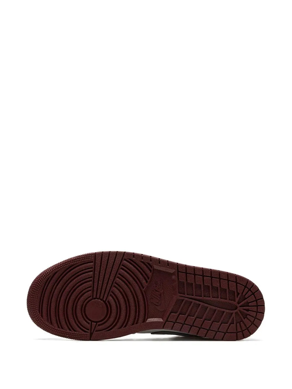 Burgundy rubber outsole for low-top sneaker with circular tread pattern
