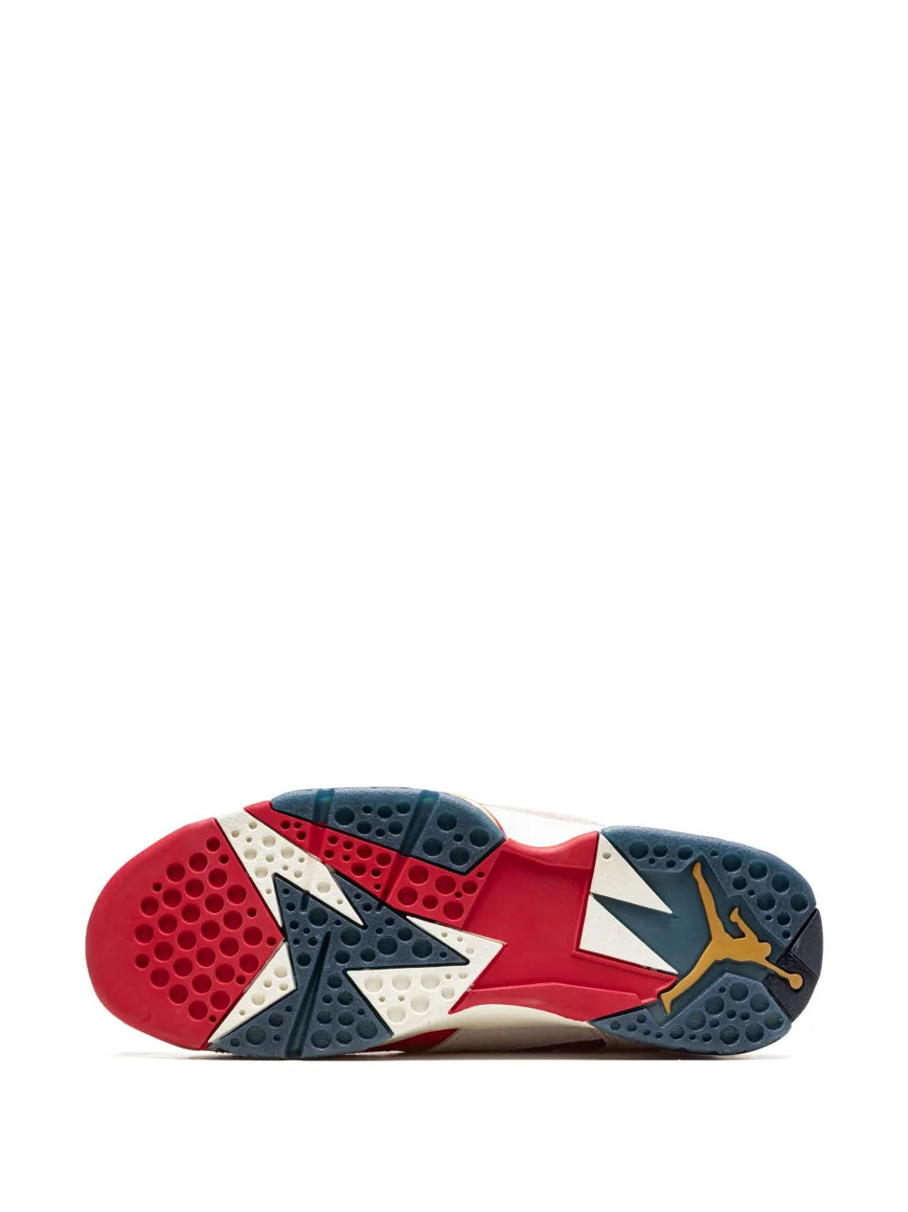 Air Jordan Retro 7 outsole, red and black traction pods with patterned rubber tread