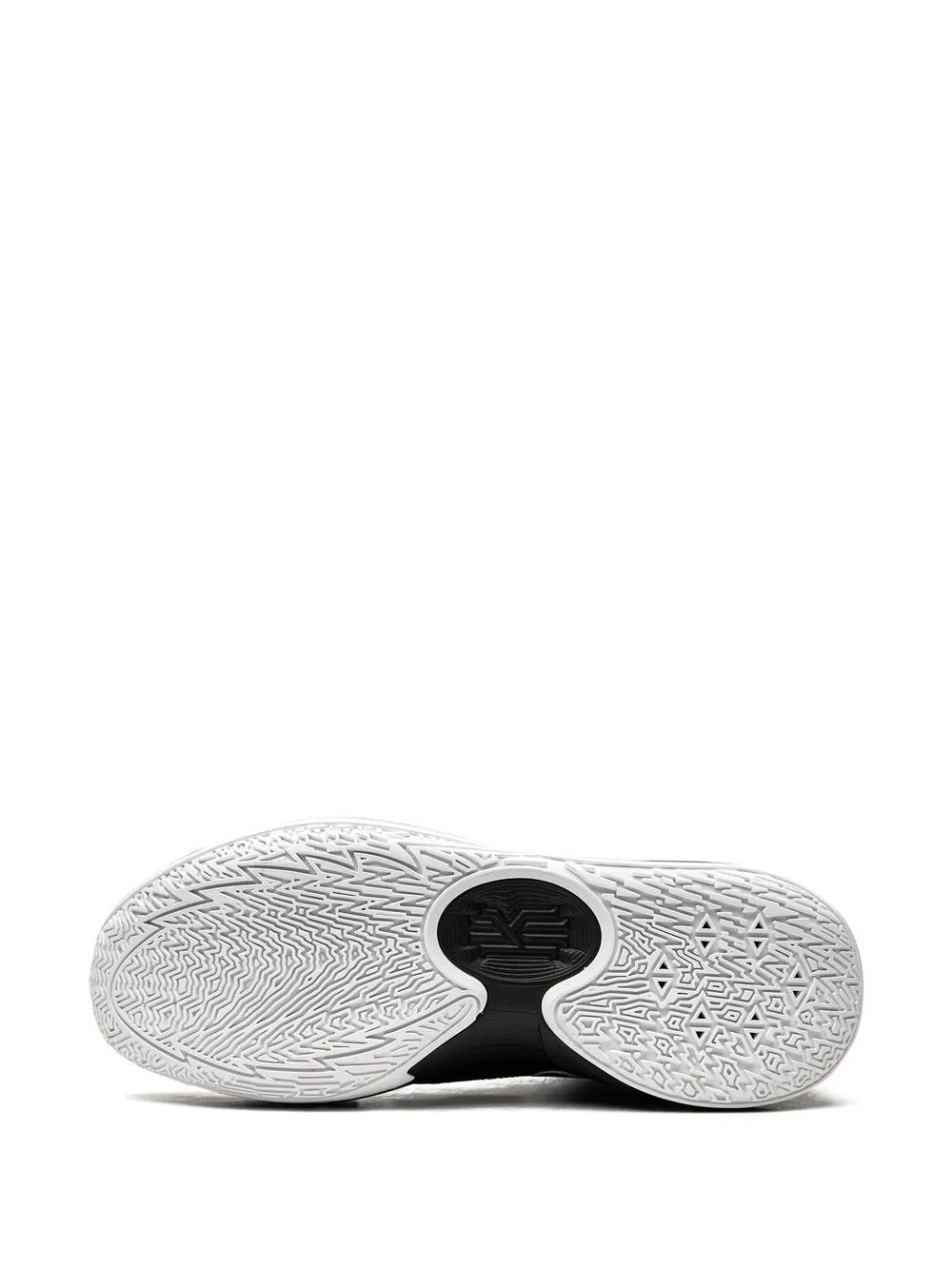 Black and white basketball shoe outsole with textured tread pattern