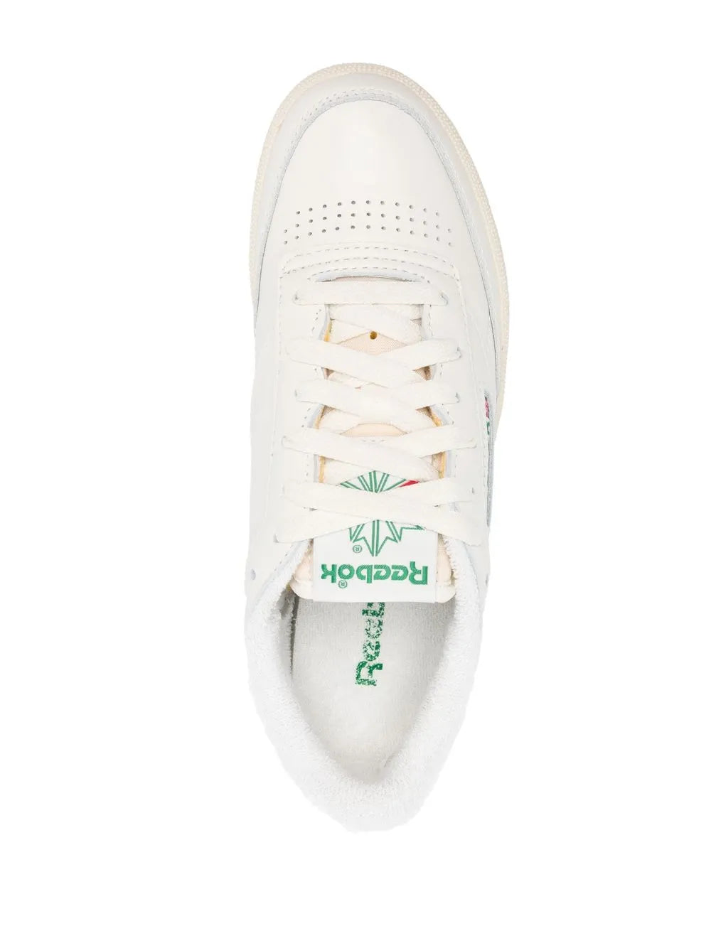 Reebok light beige low-top sneakers, laces and tongue with logo print, cupsole