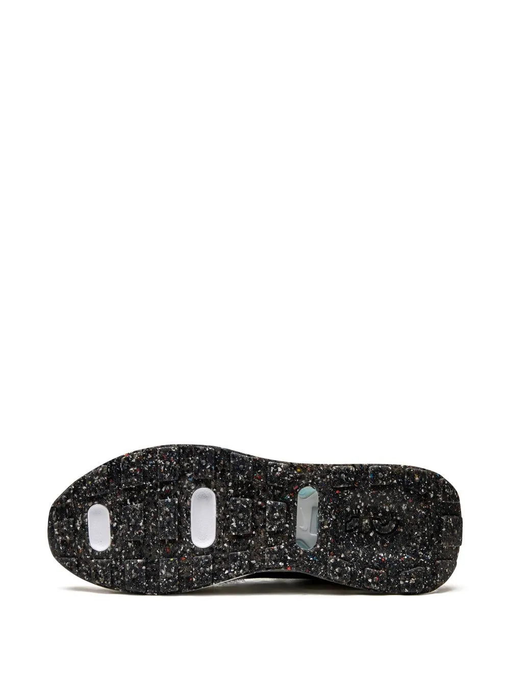 Nike Air Max Pre-Day sneaker outsole, dark speckled rubber tread with cutout pods