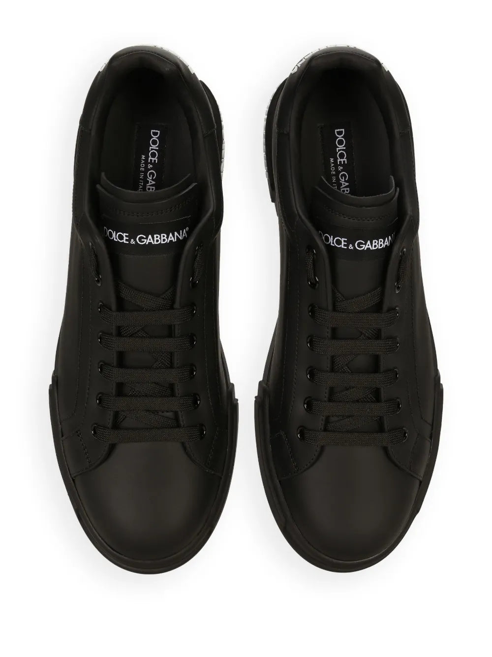 Black lace-up low-top sneakers with Dolce & Gabbana logo on tongues