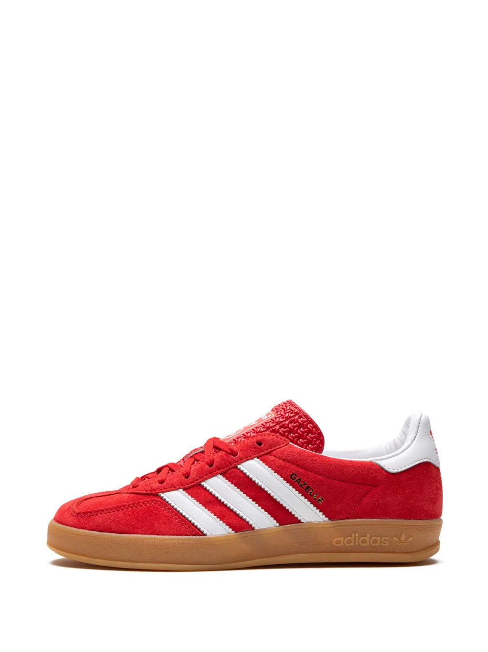 adidas Gazelle Indoor sneakers, red suede with white stripes and gum sole