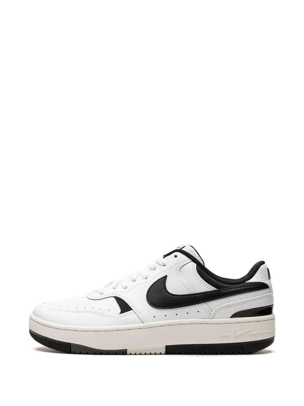 Nike Gamma Force low-top sneakers, white leather with black swoosh and black trim
