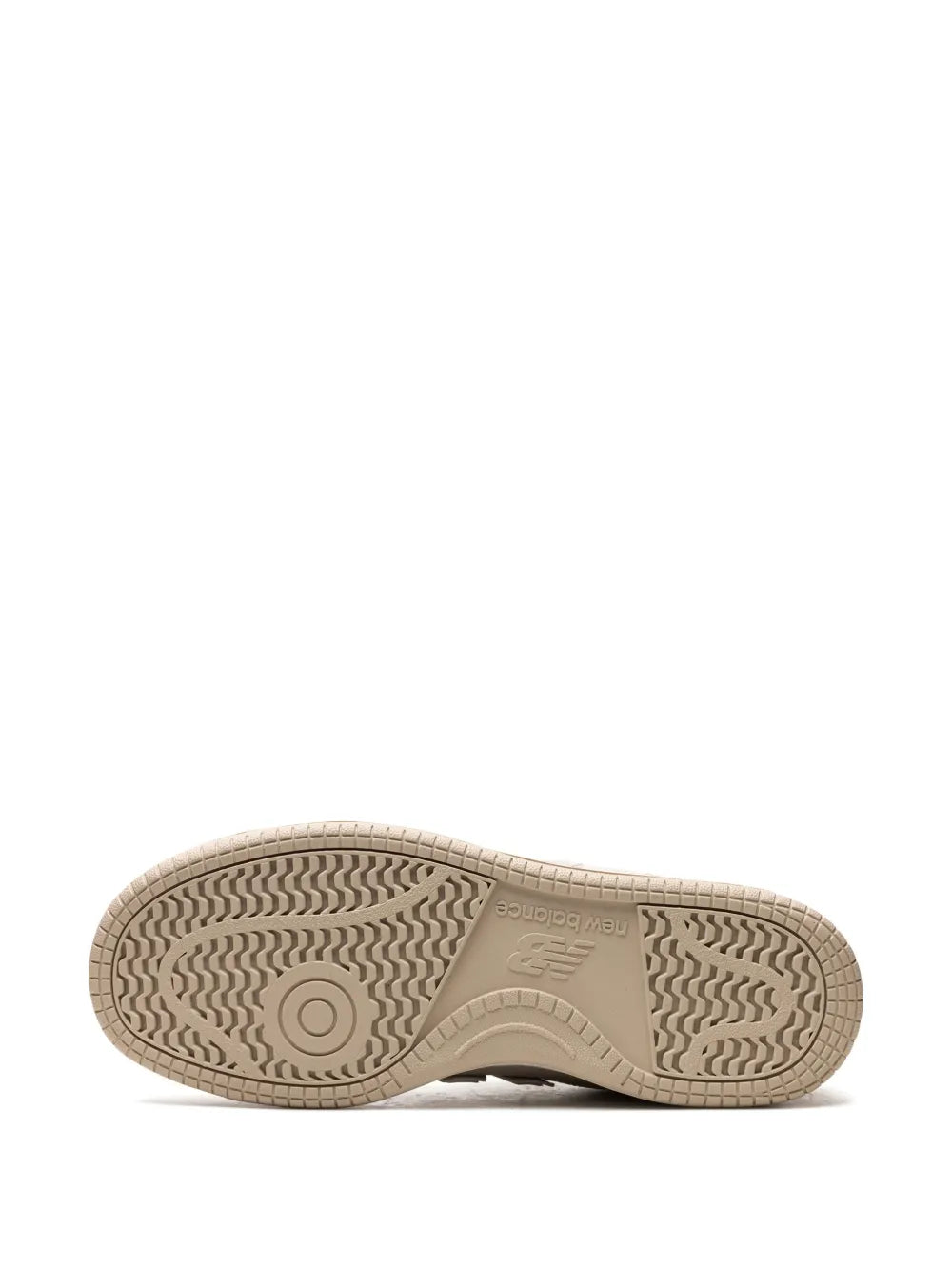 Beige New Balance 480 rubber outsole with circular tread pattern