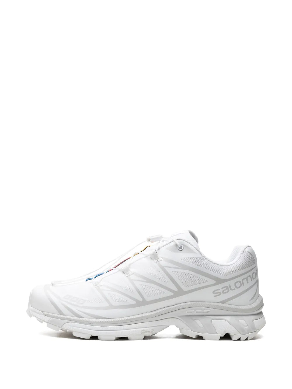 Salomon Xt-6 white running shoes with lace-up closure and side sculpted panels