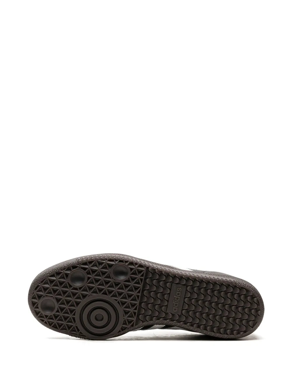 Black shoe outsole with textured tread pattern