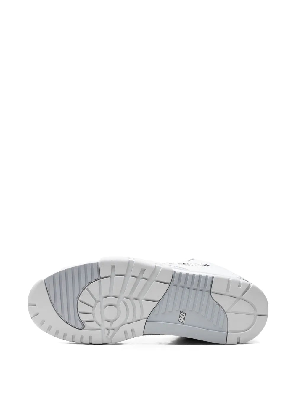 White Nike sneaker outsole tread, rubber sole underside view