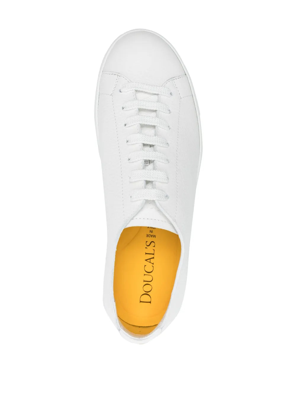 White leather lace-up sneaker with white laces and Doucal'S insole