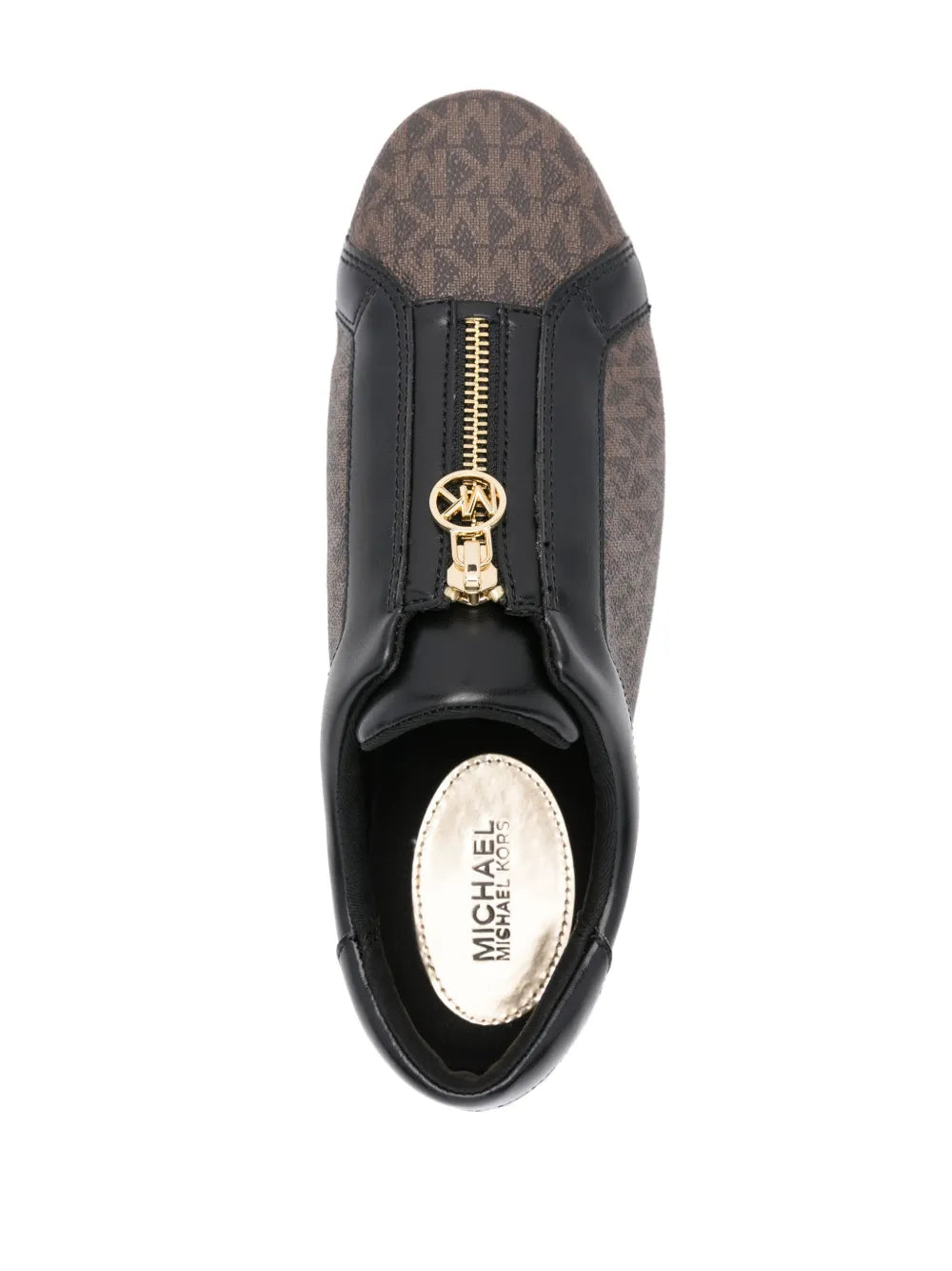 Michael Michael Kors Keaton logo-print sneakers, black with gold zipper and logo lining