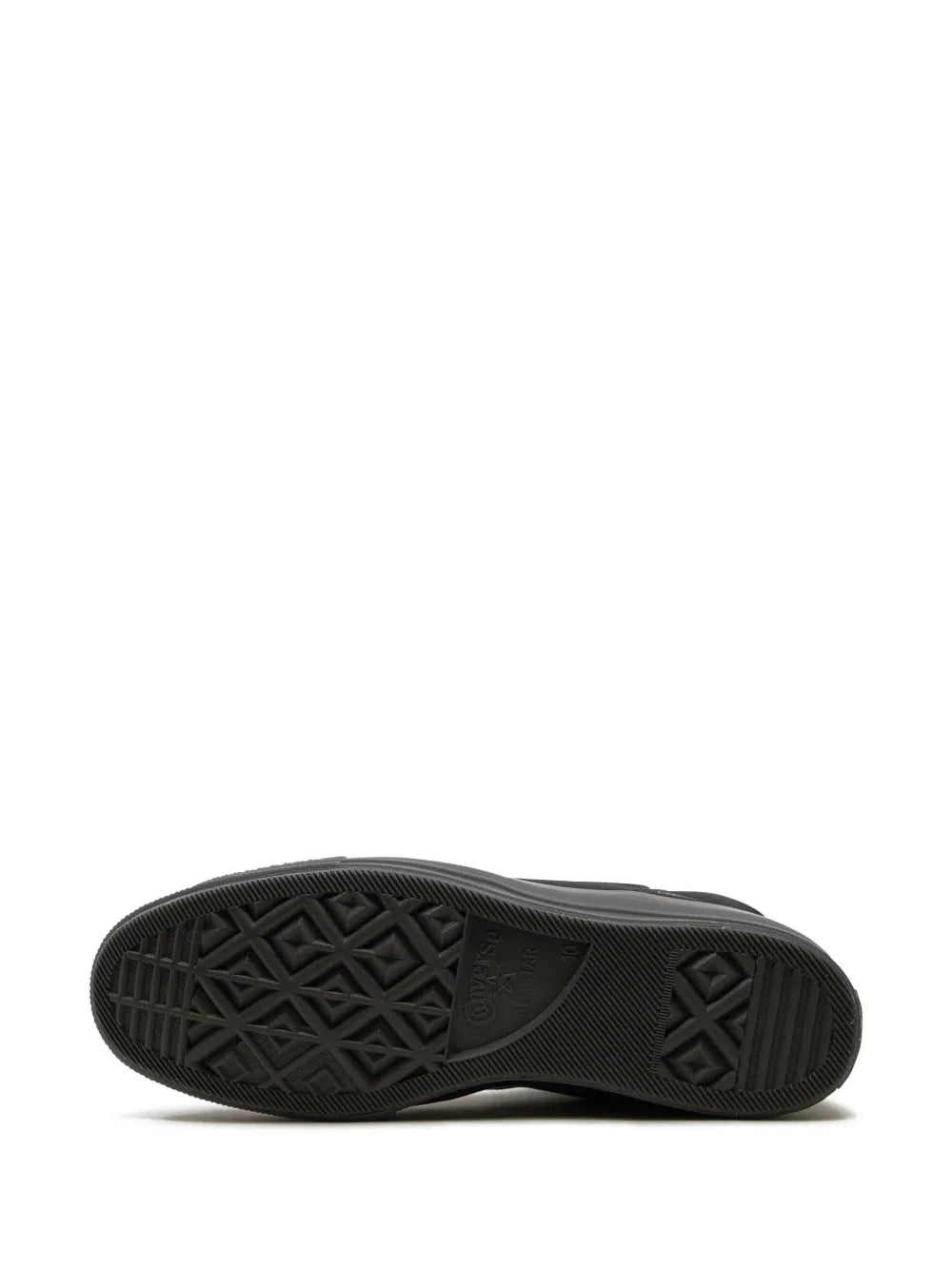 Black rubber outsole with multidirectional traction pattern