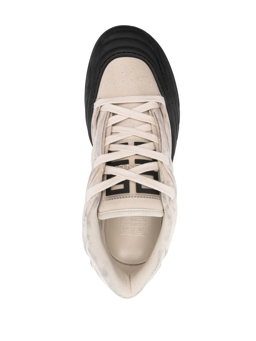 Givenchy skate sneakers, light beige lace-up front with black collar trim