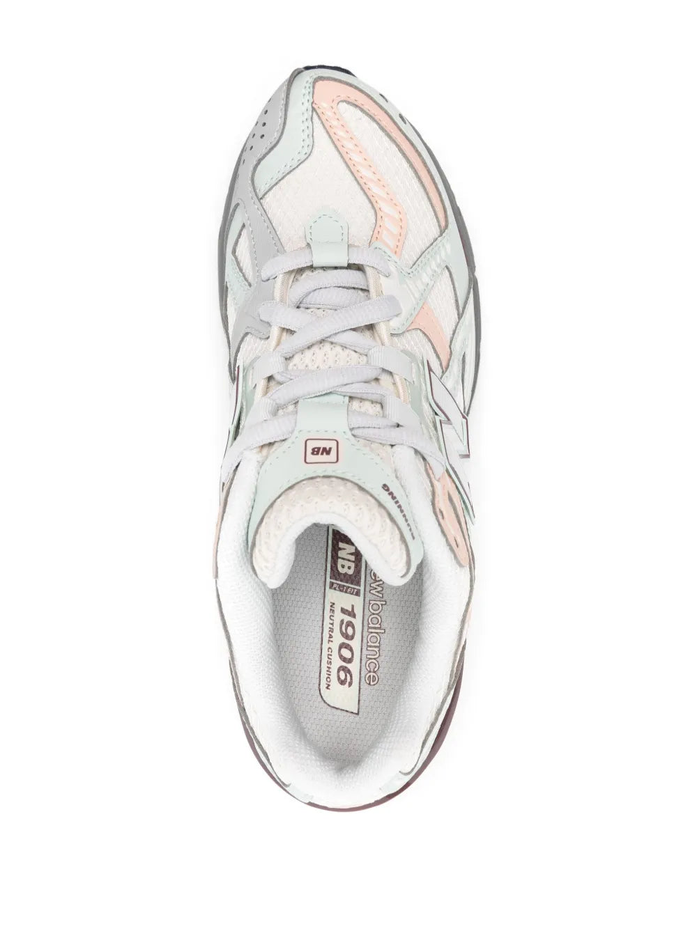 New Balance 1906R mesh sneakers, white lace-up with tongue label detail