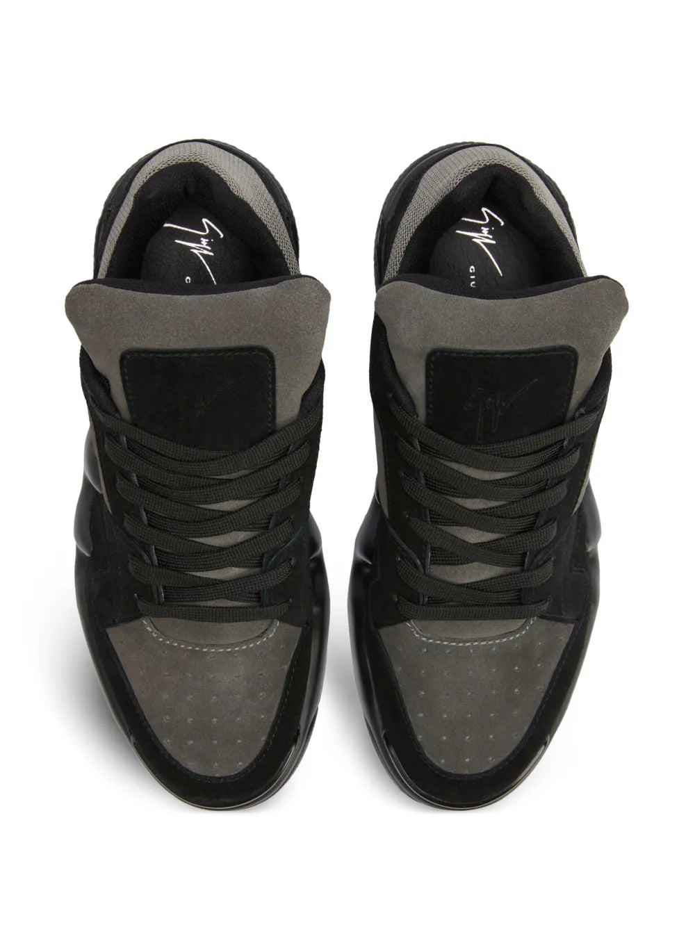 Black Giuseppe Zanotti Talon sneakers with lace-up closure and gray heel panels