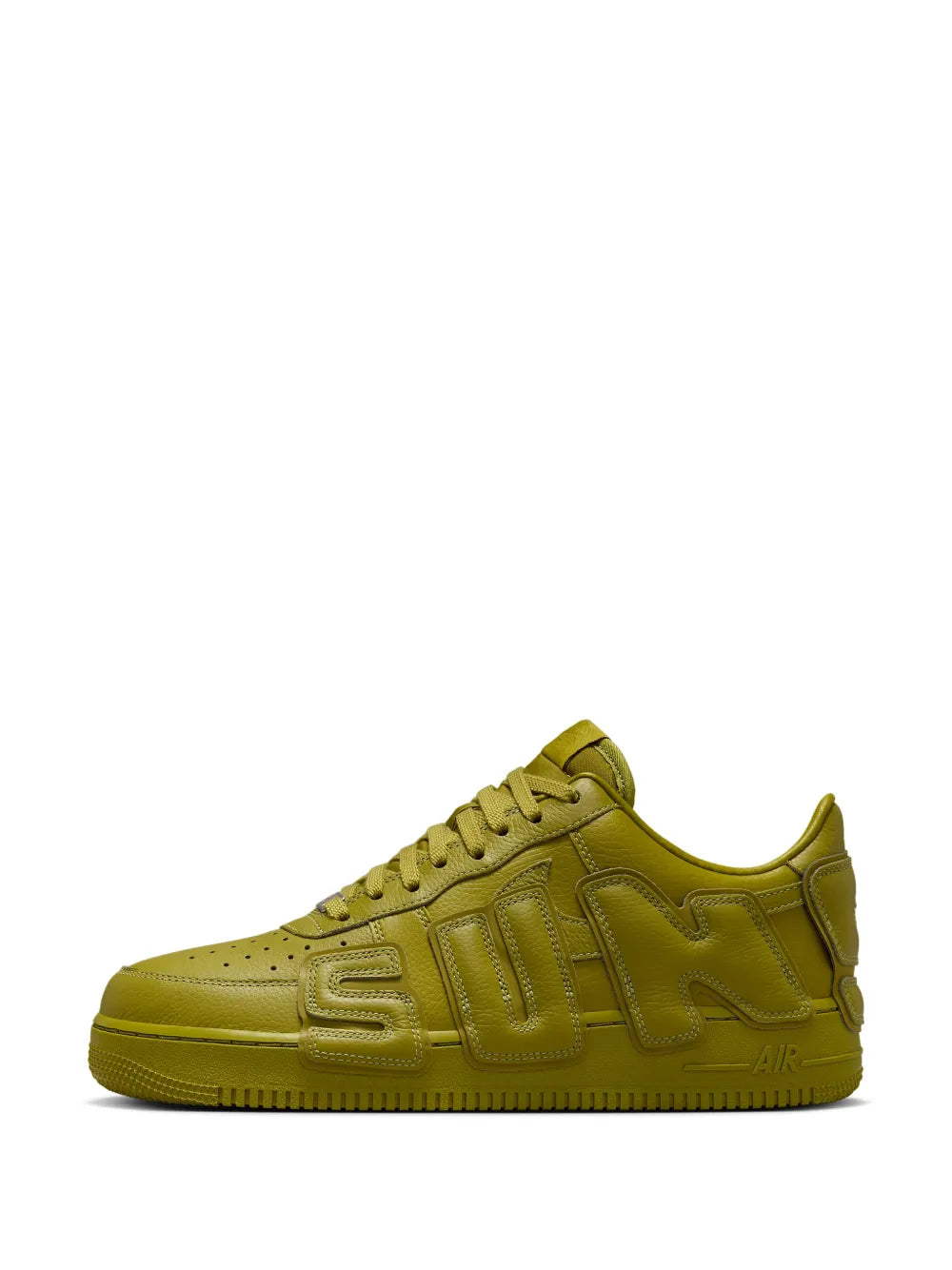 Moss green low-top lace-up sneakers with perforations and heel Air detail