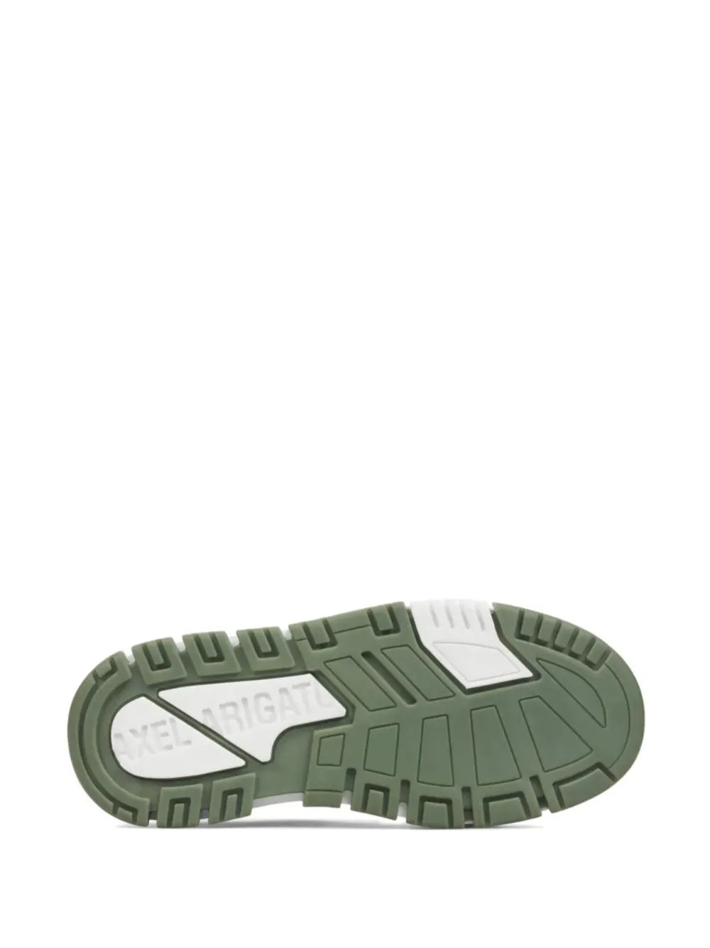 Axel Arigato Area sneakers outsole in green and white, treaded rubber bottom