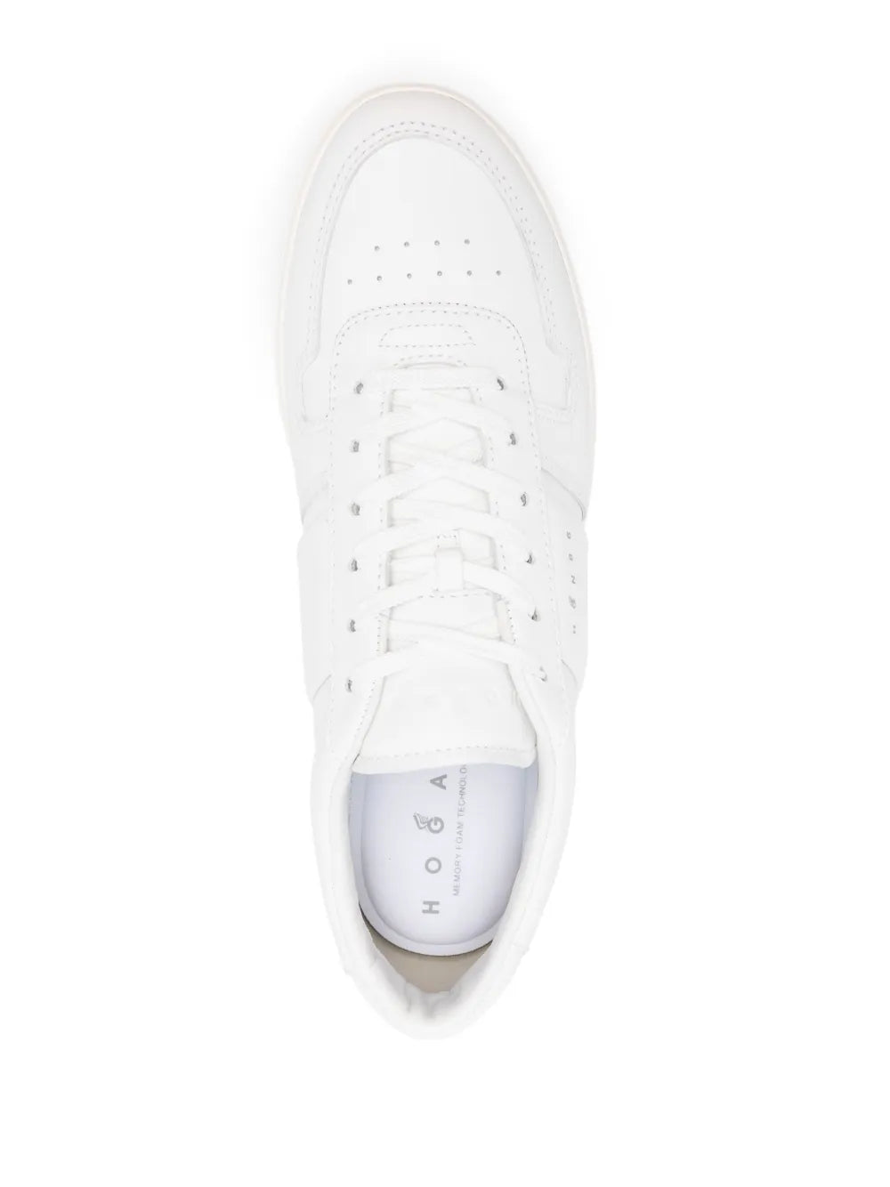 Hogan H668 white lace-up sneakers, open laces and padded tongue view