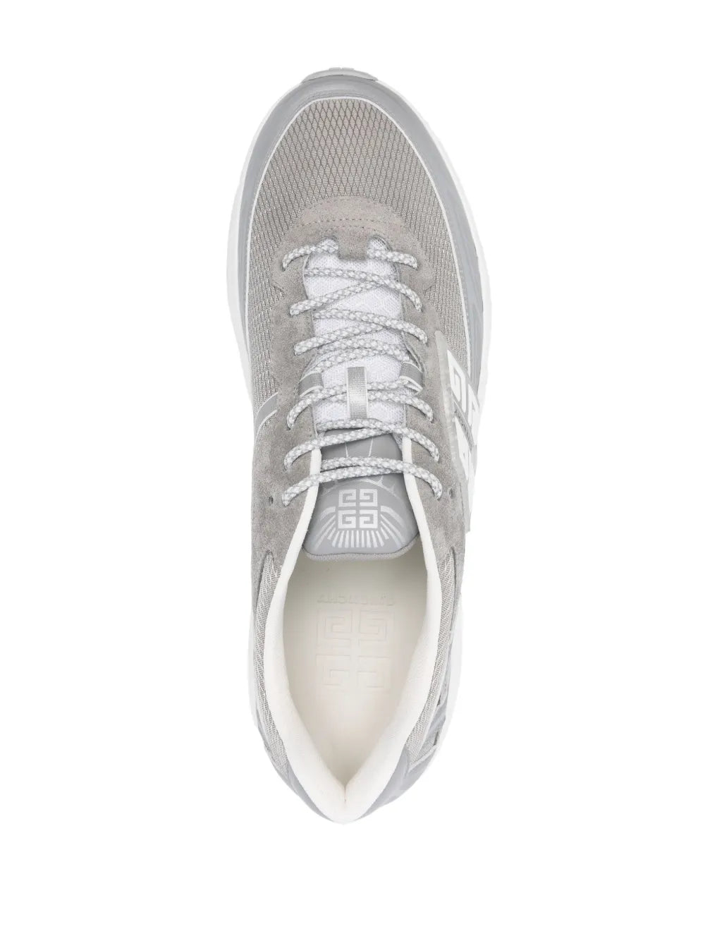 Givenchy light grey NFnty-52 lace-up sneakers, top view with eyelets