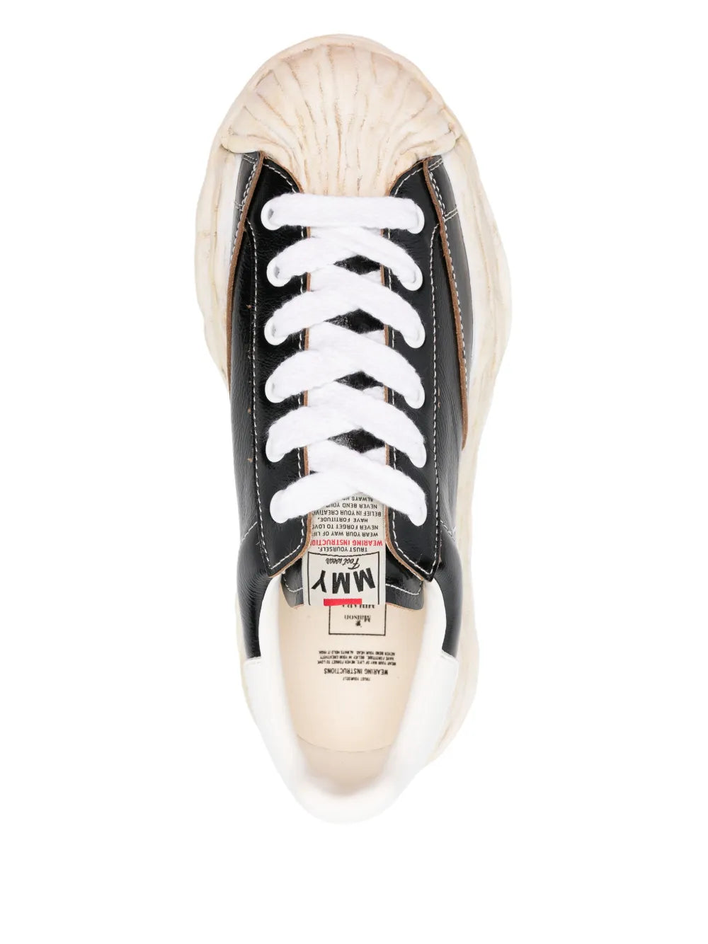 Maison MIHARA YASUHIRO Blakey black lace-up sneaker with tongue logo label and cream interior