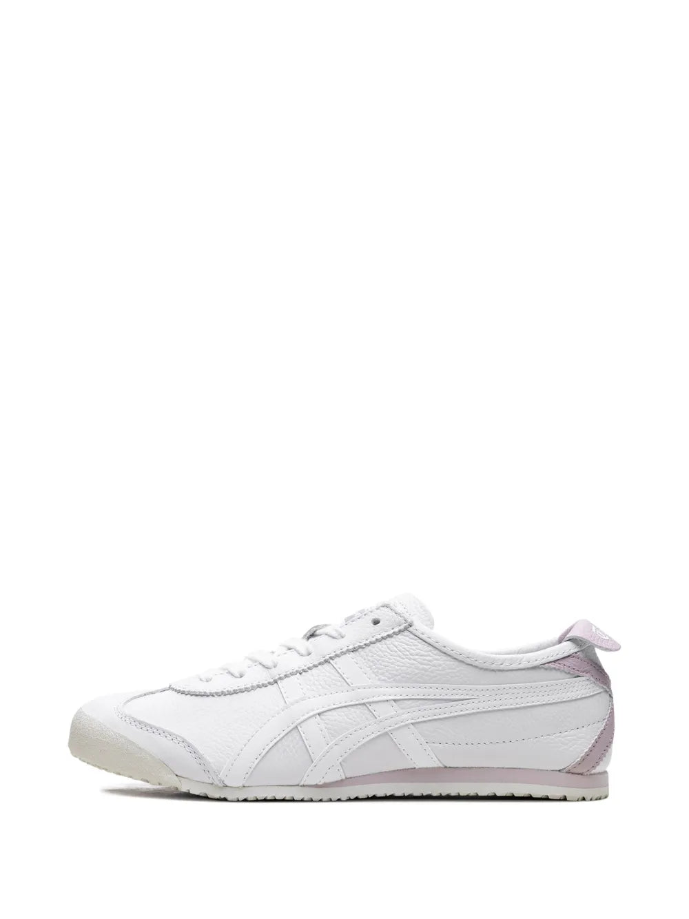 Onitsuka Tiger Mexico 66 sneaker, white with lilac accent stripes and low profile sole