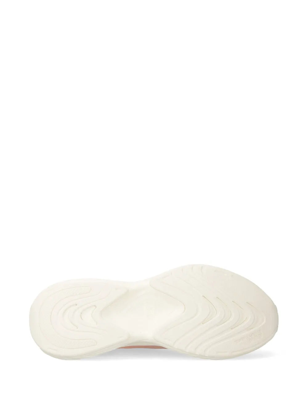 White rubber outsole with tread grooves, athletic sneaker bottom view