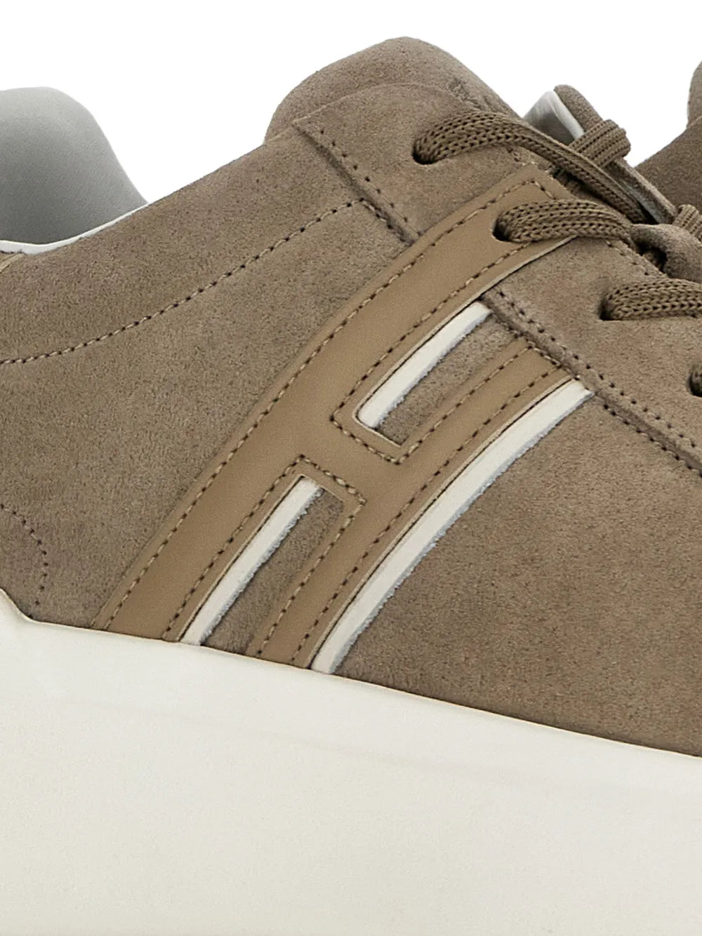 Brown suede Hogan Slash sneaker with side stripe detail and lace-up closure
