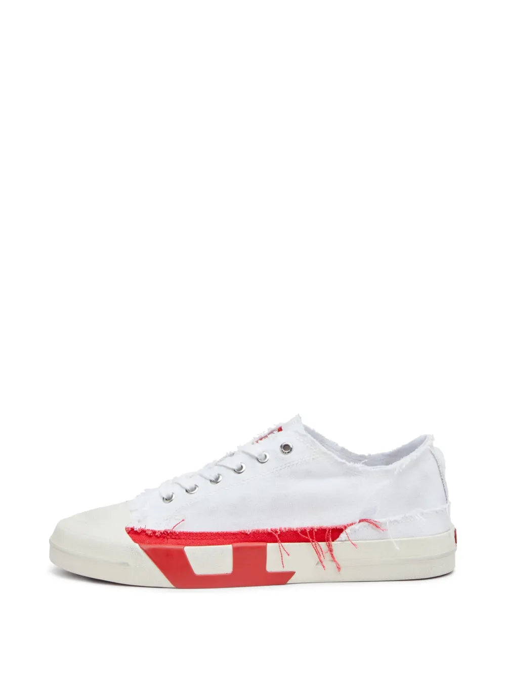 Diesel S-D-Verse sneakers in white with red stripe graphic and low-profile sole