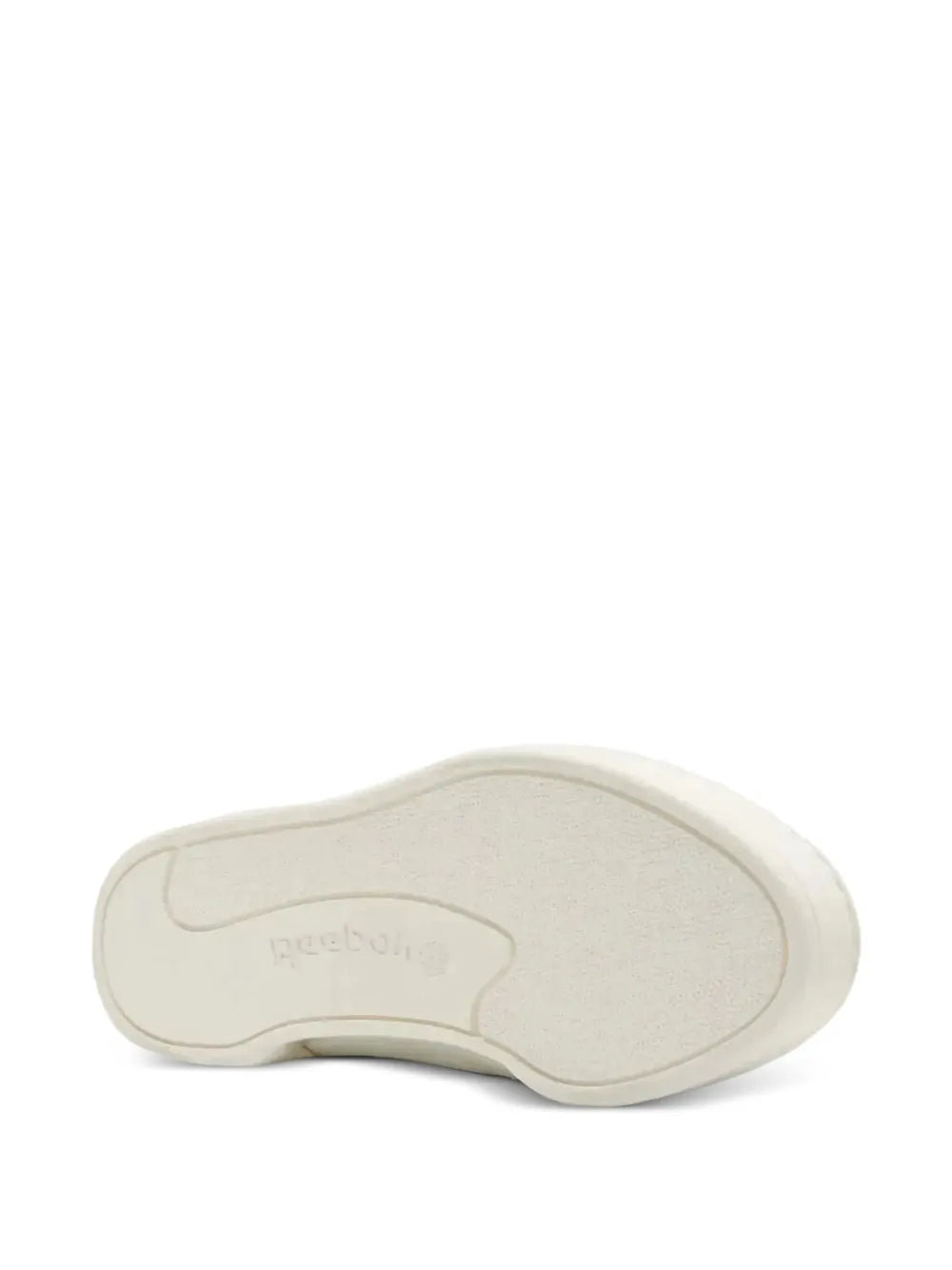 Reebok sneaker outsole and heel with light rubber tread, off-white upper