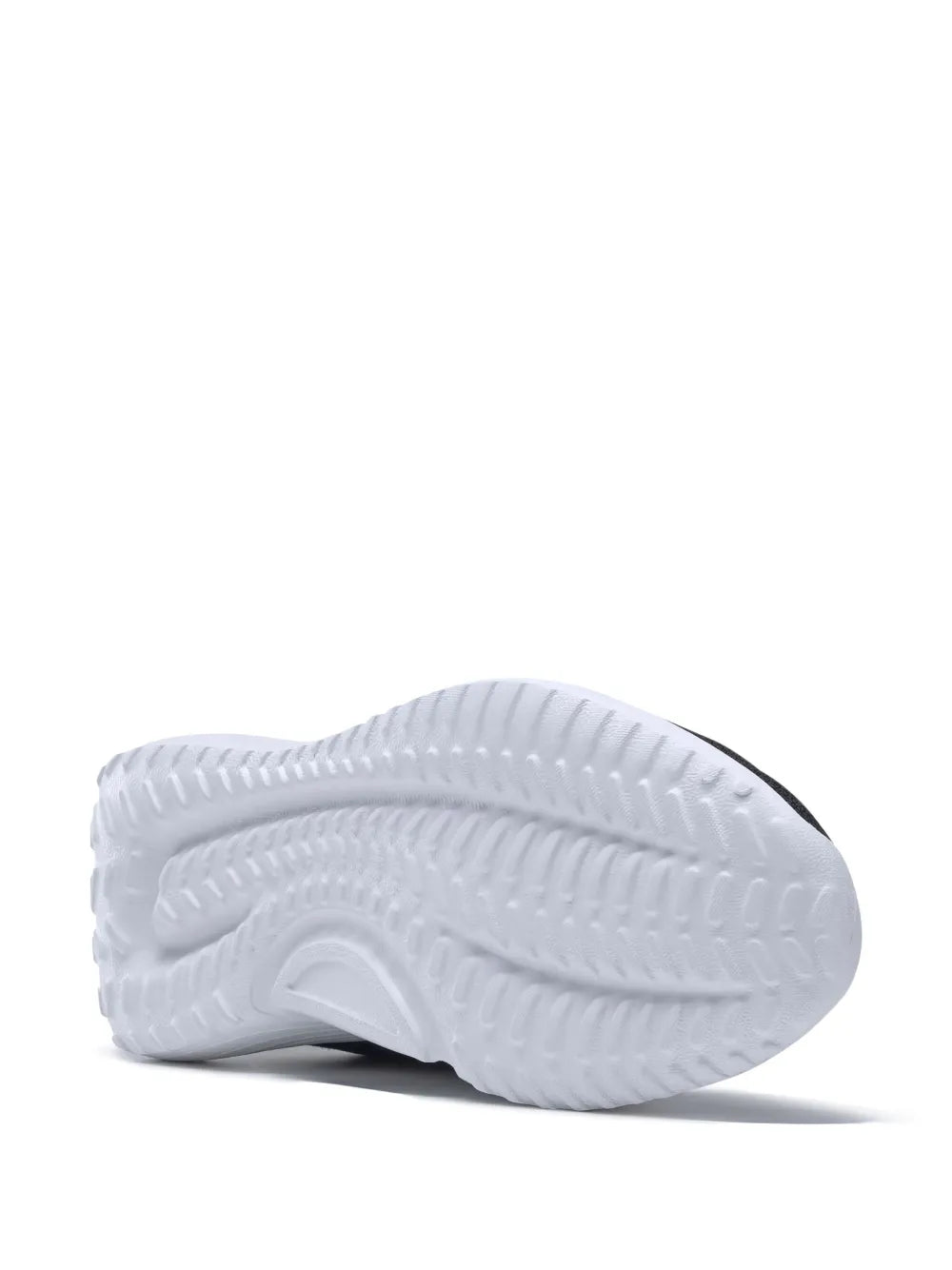 White treaded outsole for black running shoe