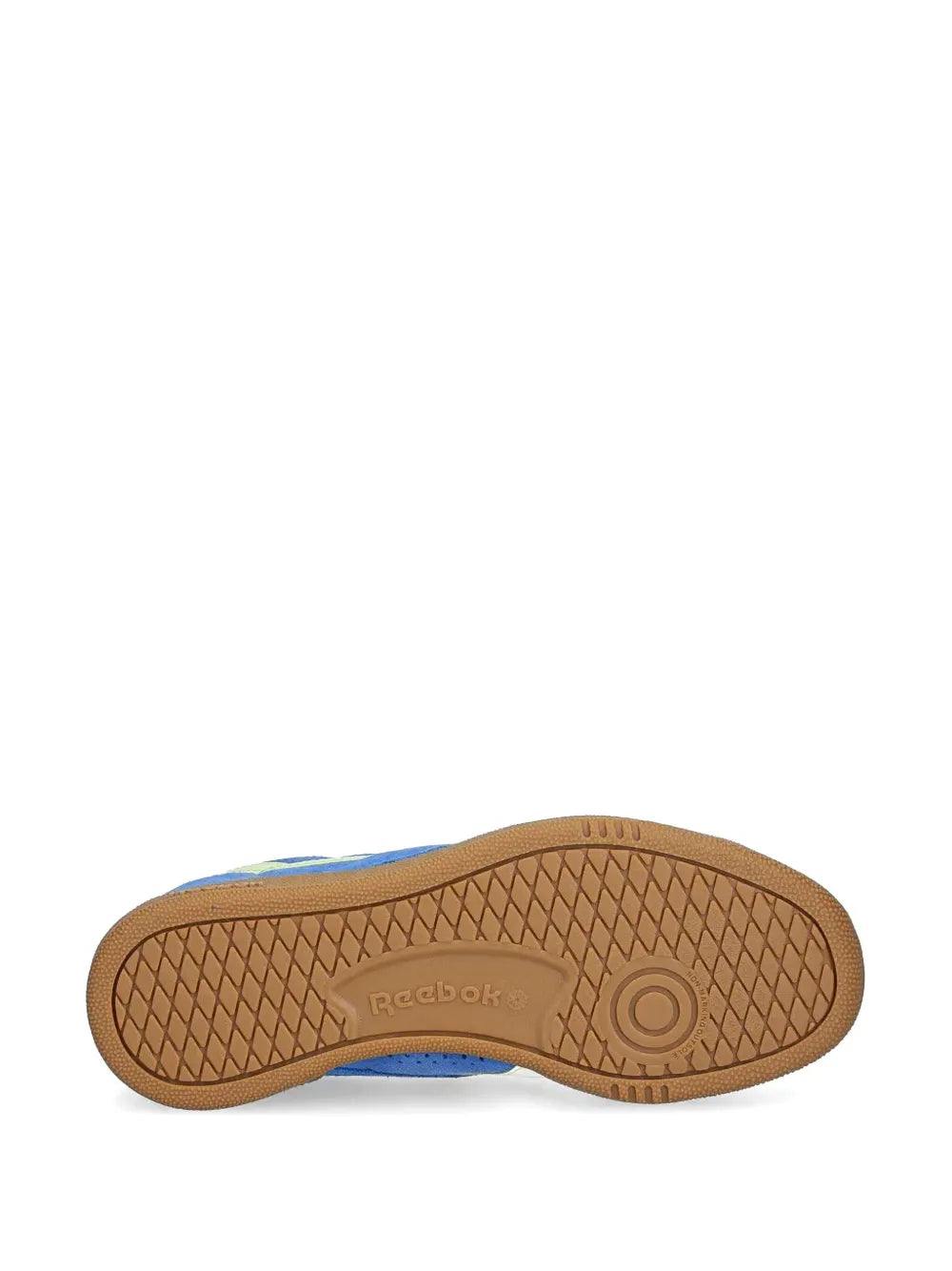 Gum rubber outsole with tread pattern for blue sneakers