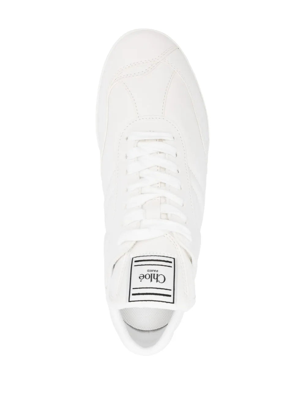 White leather lace-up sneaker with logo tongue patch