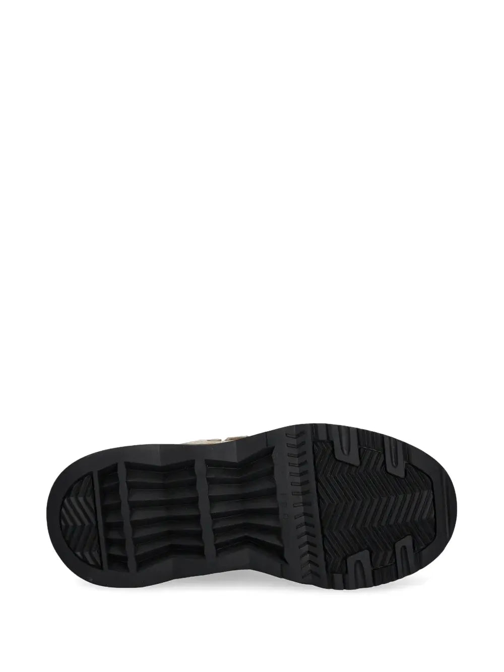 Black rubber outsole with deep tread for traction